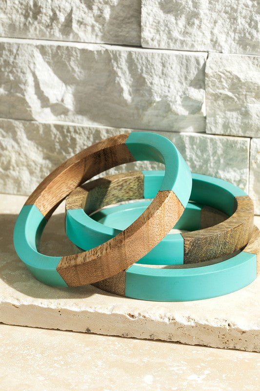 Duo Tone Wood Bangle Bracelets