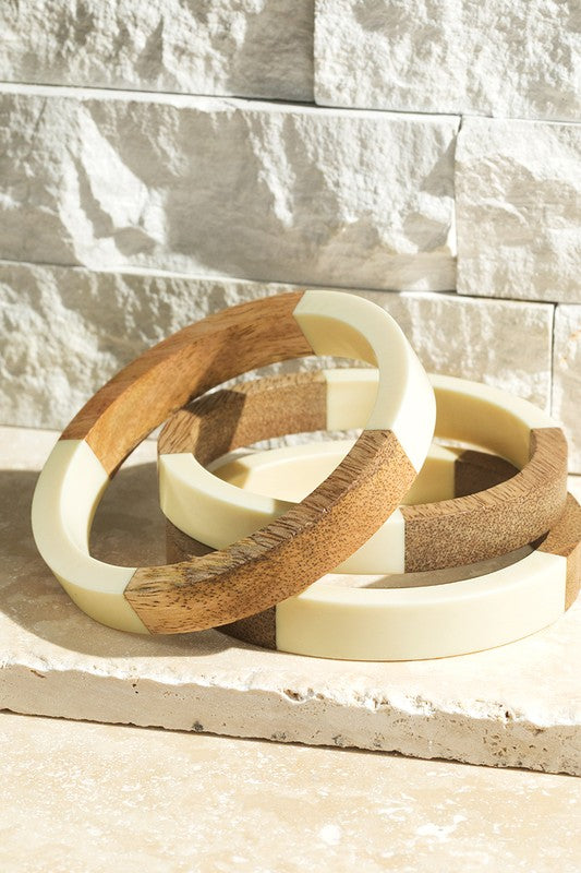 Duo Tone Wood Bangle Bracelets