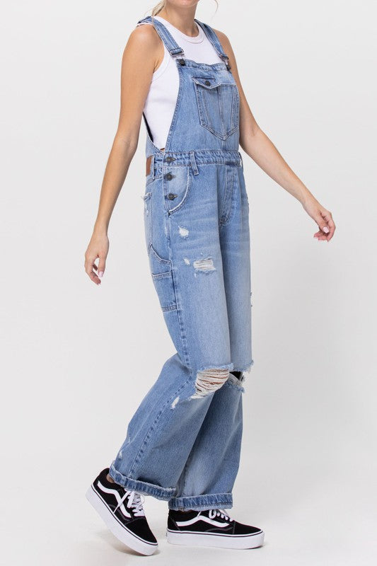 The Mary-Kate Medium Distressed 90's Overalls