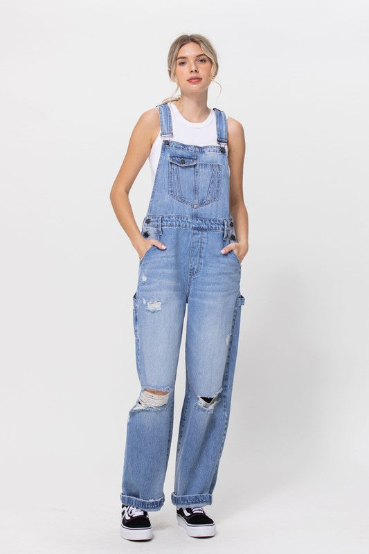 The Mary-Kate Medium Distressed 90's Overalls