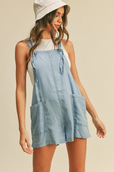 The Charlie Tencil Chambray Short Overalls