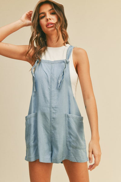 The Charlie Tencil Chambray Short Overalls