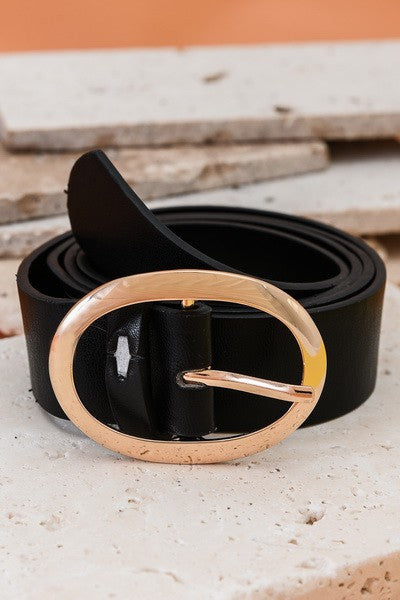 Classic Oval Ring Faux Leather Belt