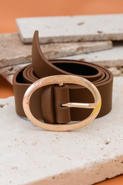 Classic Oval Ring Faux Leather Belt