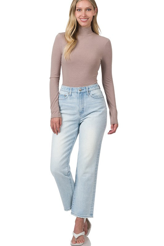 The Ella Super High Rise Light Wash Straight Leg Jeans