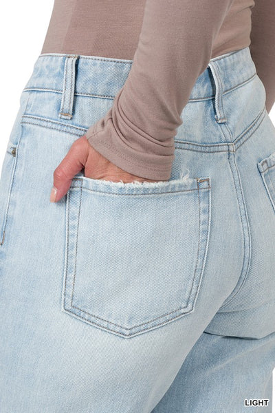 The Ella Super High Rise Light Wash Straight Leg Jeans