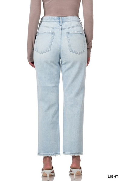 The Ella Super High Rise Light Wash Straight Leg Jeans