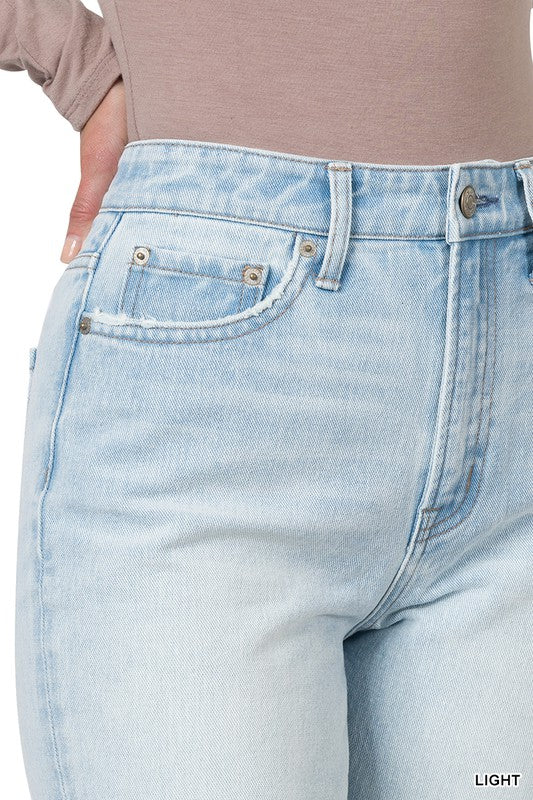 The Ella Super High Rise Light Wash Straight Leg Jeans