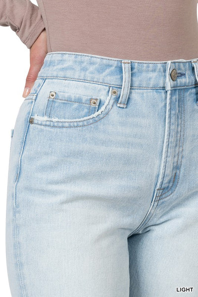 The Ella Super High Rise Light Wash Straight Leg Jeans