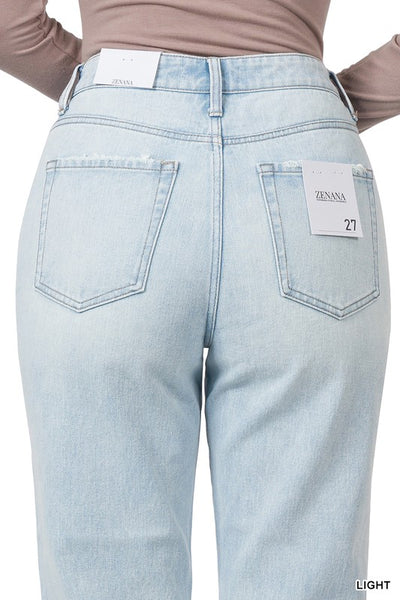 The Ella Super High Rise Light Wash Straight Leg Jeans