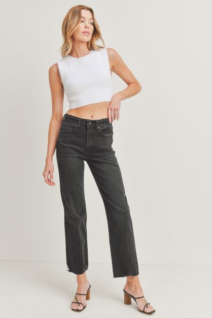 The Walk the Line Washed Black Straight Leg Jeans
