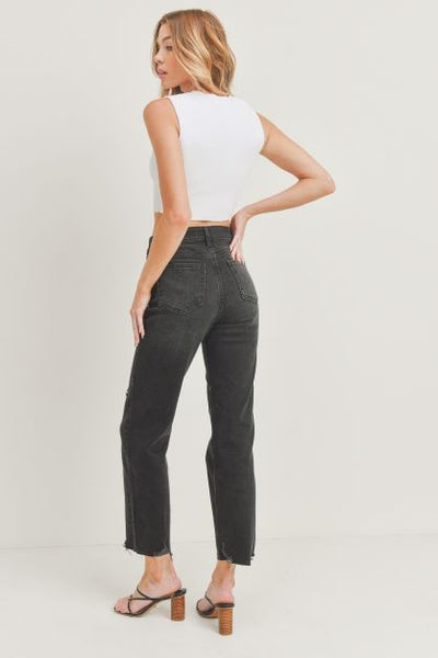 The Walk the Line Washed Black Straight Leg Jeans