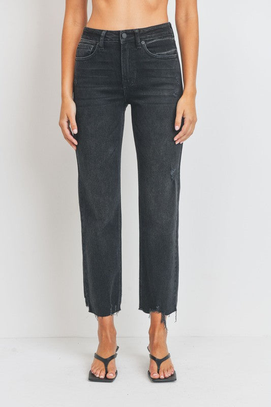 The Walk the Line Washed Black Straight Leg Jeans