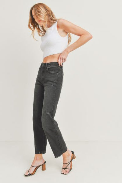 The Walk the Line Washed Black Straight Leg Jeans