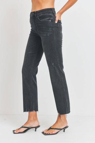 The Walk the Line Washed Black Straight Leg Jeans