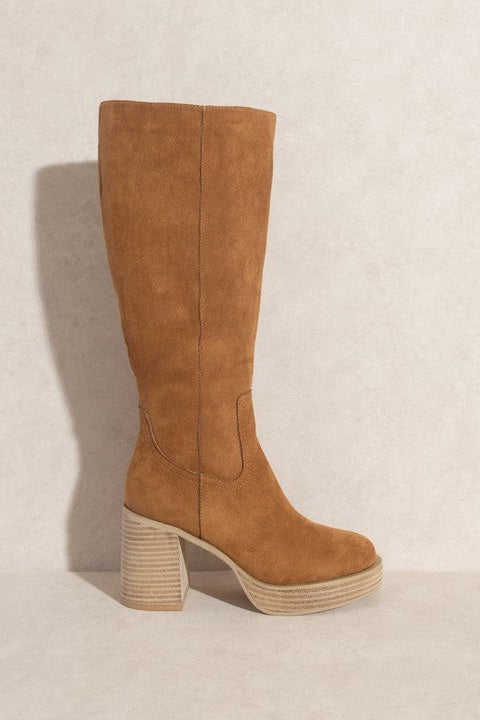 The Juniper Camel Suede Tall Platform Boots