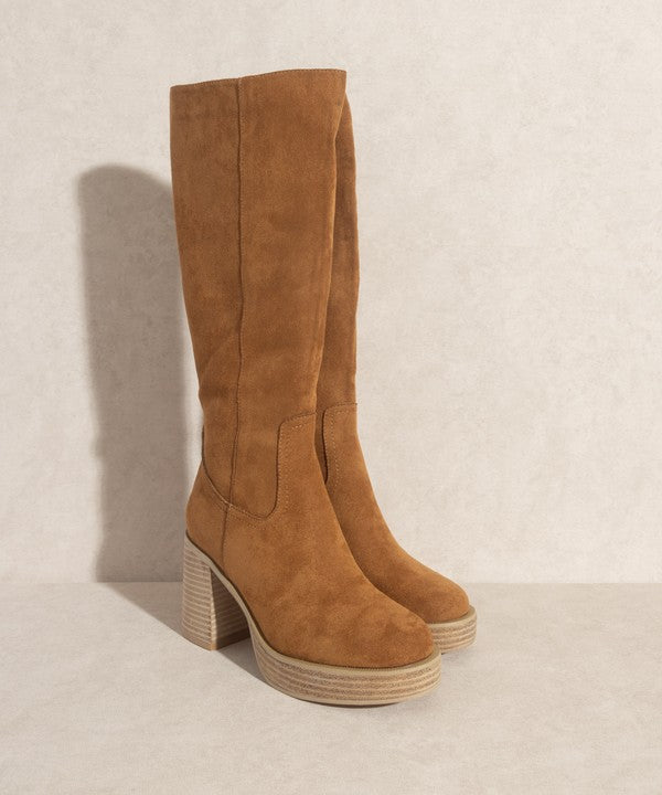 The Juniper Camel Suede Tall Platform Boots