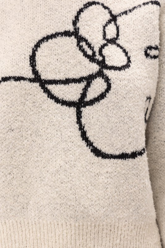 The Lili Off White Flower Detail Knit Sweater