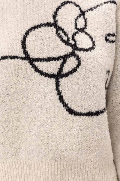 The Lili Off White Flower Detail Knit Sweater