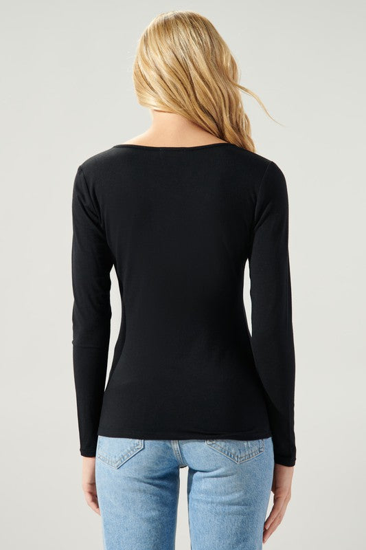 The Bambi Black Long Sleeve Jersey Knit Top