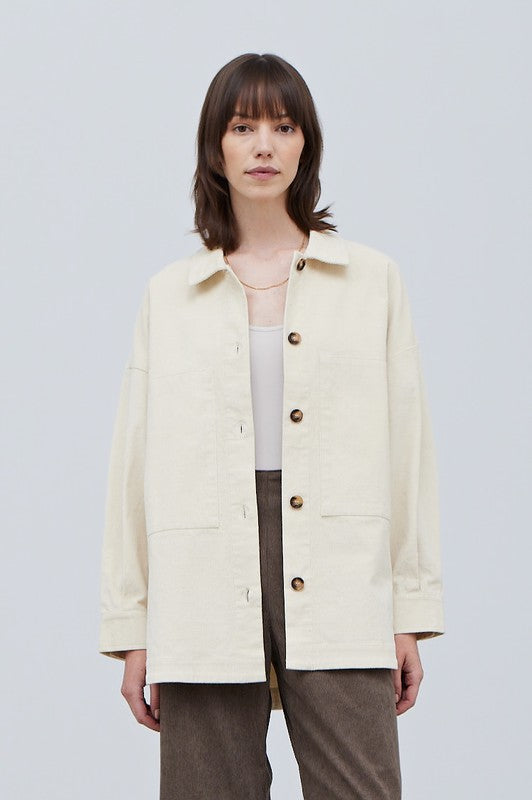 The English Countryside Ecru Corduroy Shacket