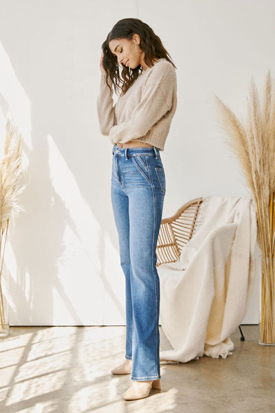 The Holly Ultra High Rise Medium Wash Slim Flared Jeans (Best Seller)
