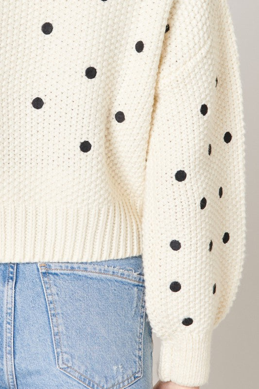 The Minnie Dotted Cropped Knit Sweater