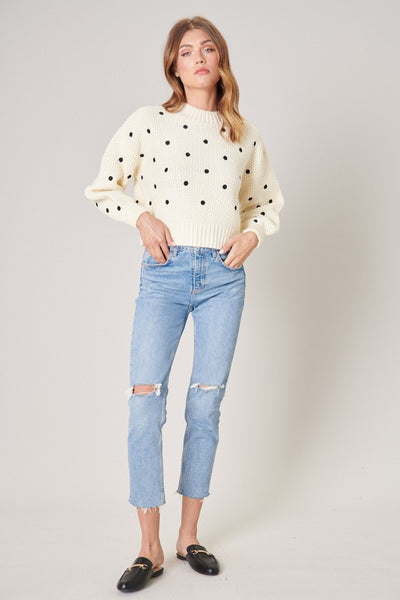 The Minnie Dotted Cropped Knit Sweater