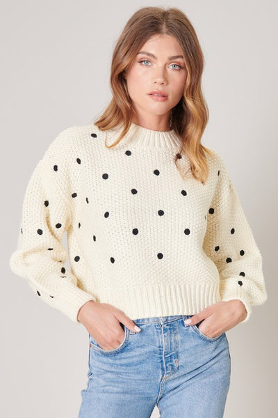 The Minnie Dotted Cropped Knit Sweater