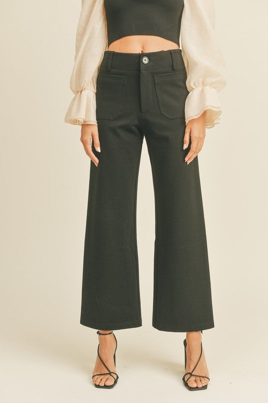 The Picture Perfect Black Ponte Wide Leg Crop Pants