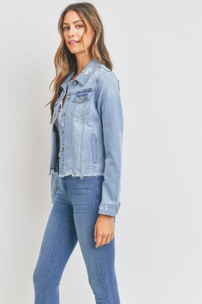 The Topanga Light Wash Distressed Denim Jacket