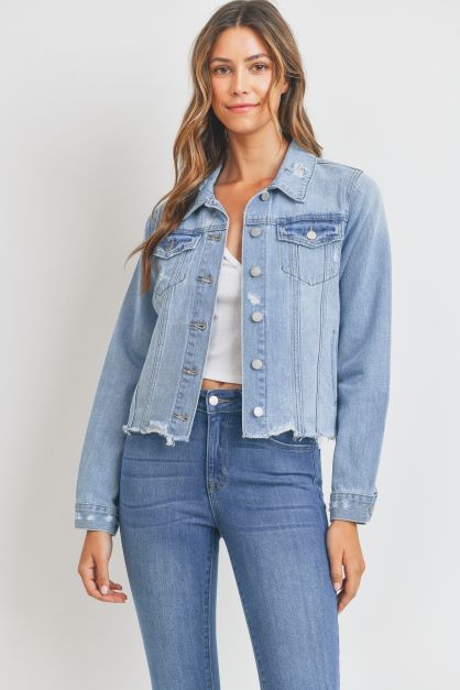 The Topanga Light Wash Distressed Denim Jacket