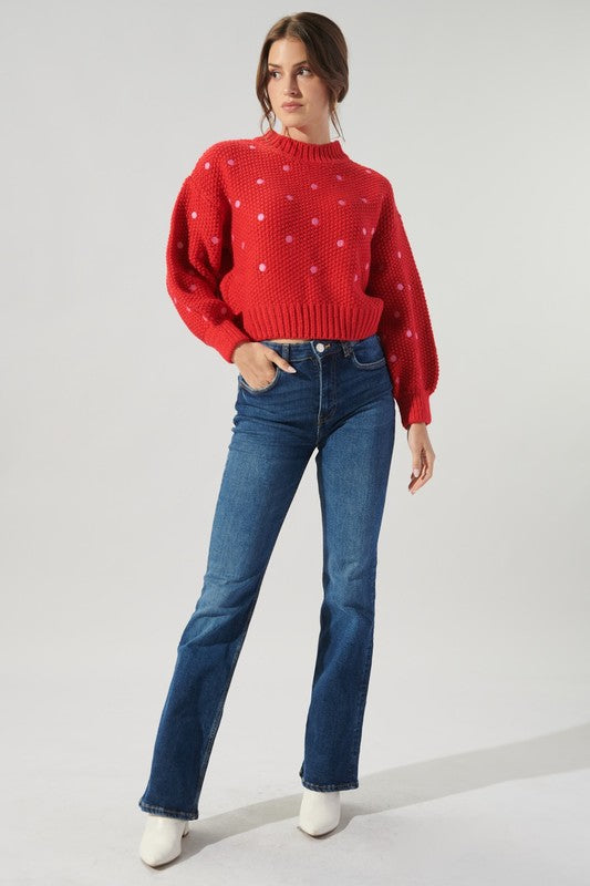 The Minnie Dotted Cropped Knit Sweater