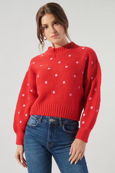 The Minnie Dotted Cropped Knit Sweater