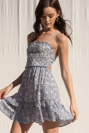 The Dusty Blues Floral Mini Dress