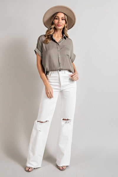 The Coastal Sage Button Up Top