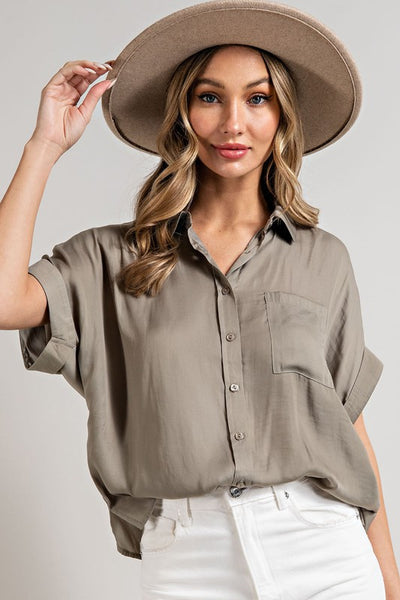 The Coastal Sage Button Up Top