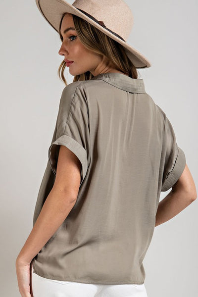 The Coastal Sage Button Up Top