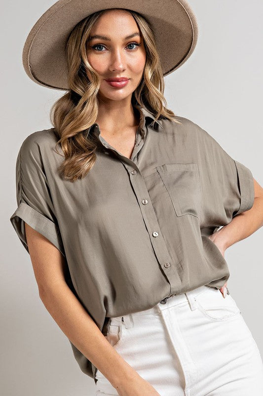 The Coastal Sage Button Up Top