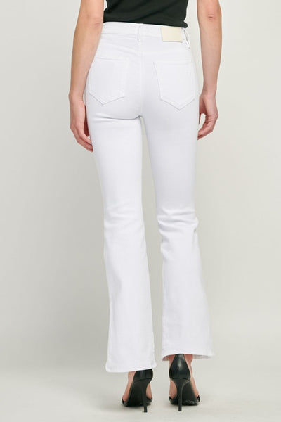 The Harlow White Flared Pants with Ankle Slit