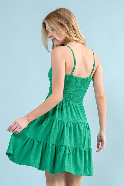 The Going Back To Cali Kelly Green Tiered Mini Dress