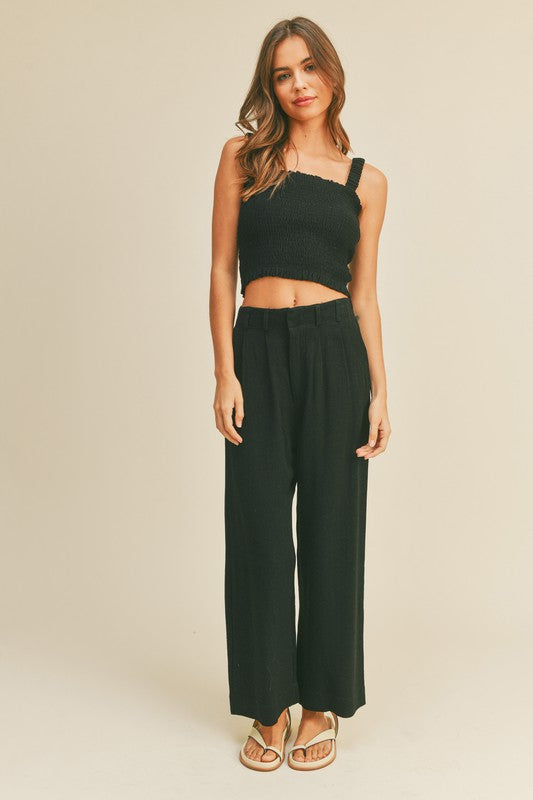 The Beach Please Black Linen Trousers