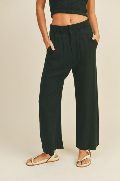 The Beach Please Black Linen Trousers