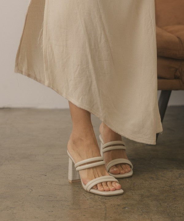 The Angela Strappy Beige Alligator Heels
