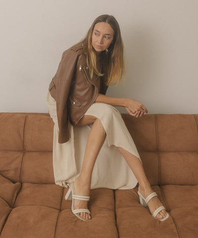 The Angela Strappy Beige Alligator Heels