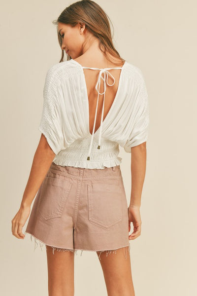 The Cassidy Smocked V Neck Top
