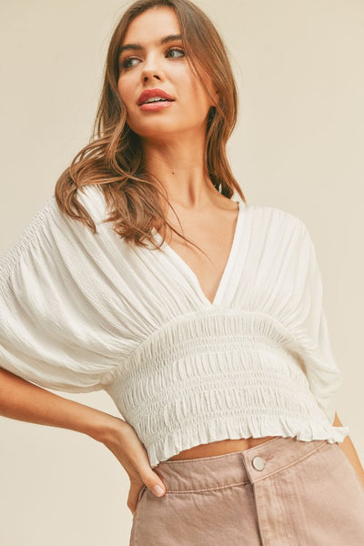 The Cassidy Smocked V Neck Top