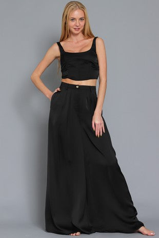 The Mykonos Black Corset Top & Palazzo Beach Pants Set