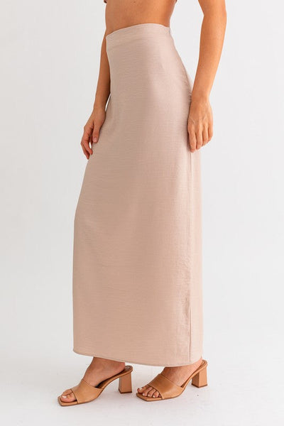 The Charlie Taupe Bodycon Maxi Skirt With Slit
