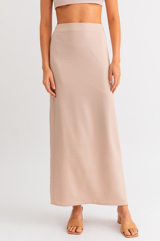 The Charlie Taupe Bodycon Maxi Skirt With Slit